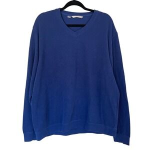 Cutter‎ & Buck Men's Blue V Neck Long Sleeve Cotton Pullover Sweatshirt Sz Large
